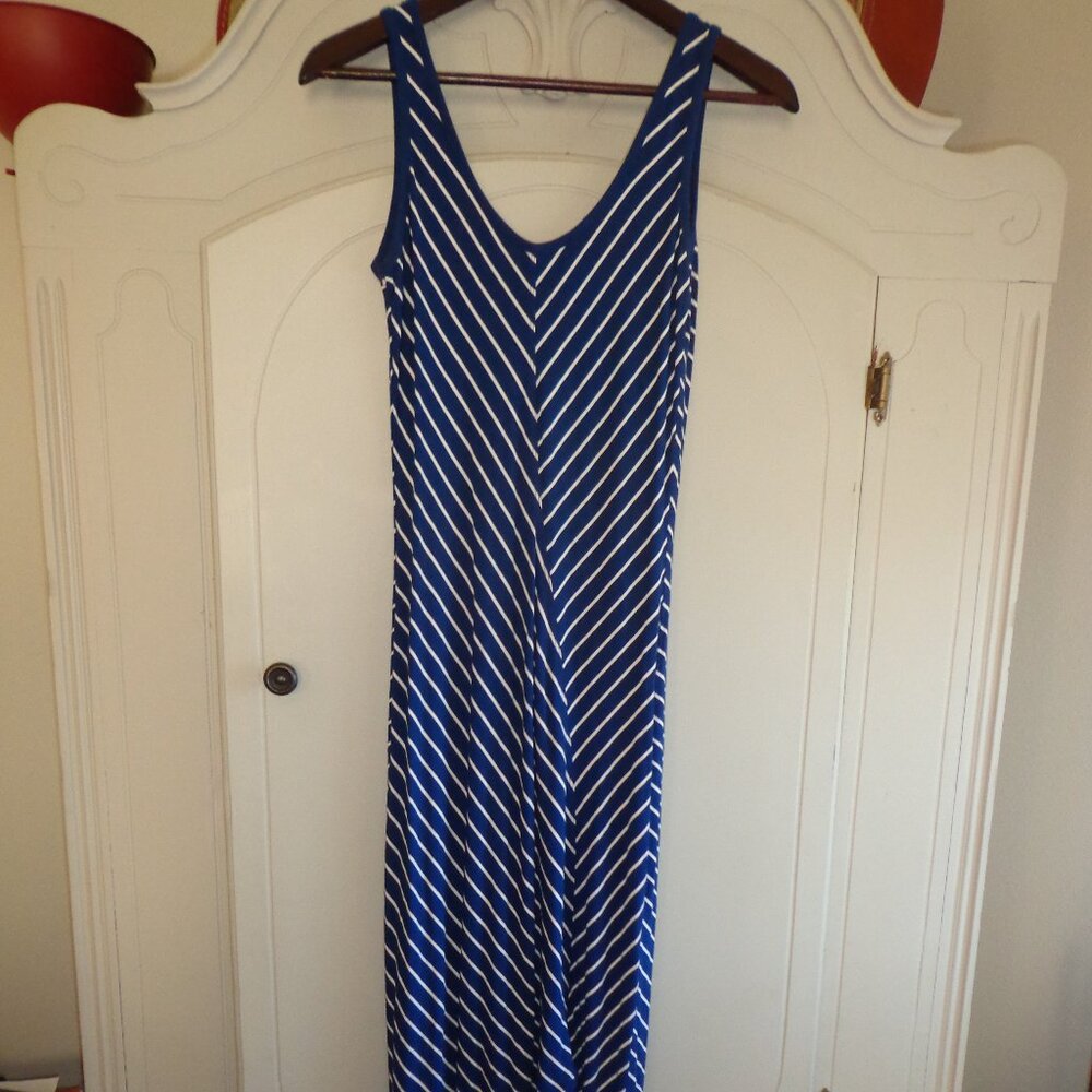 Athleta Maxi Bodycon Hi-Lo Dress S Striped Sleeveless Scoop/V-neck back